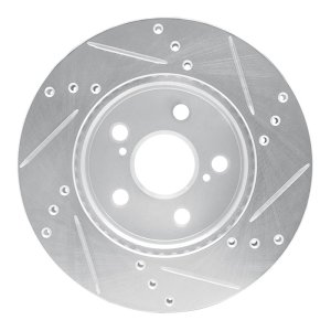 Toyota Prius Brake Rotor (1) - Front Left - R1 Concepts - Drilled & Slotted - Silver - `16-`22
